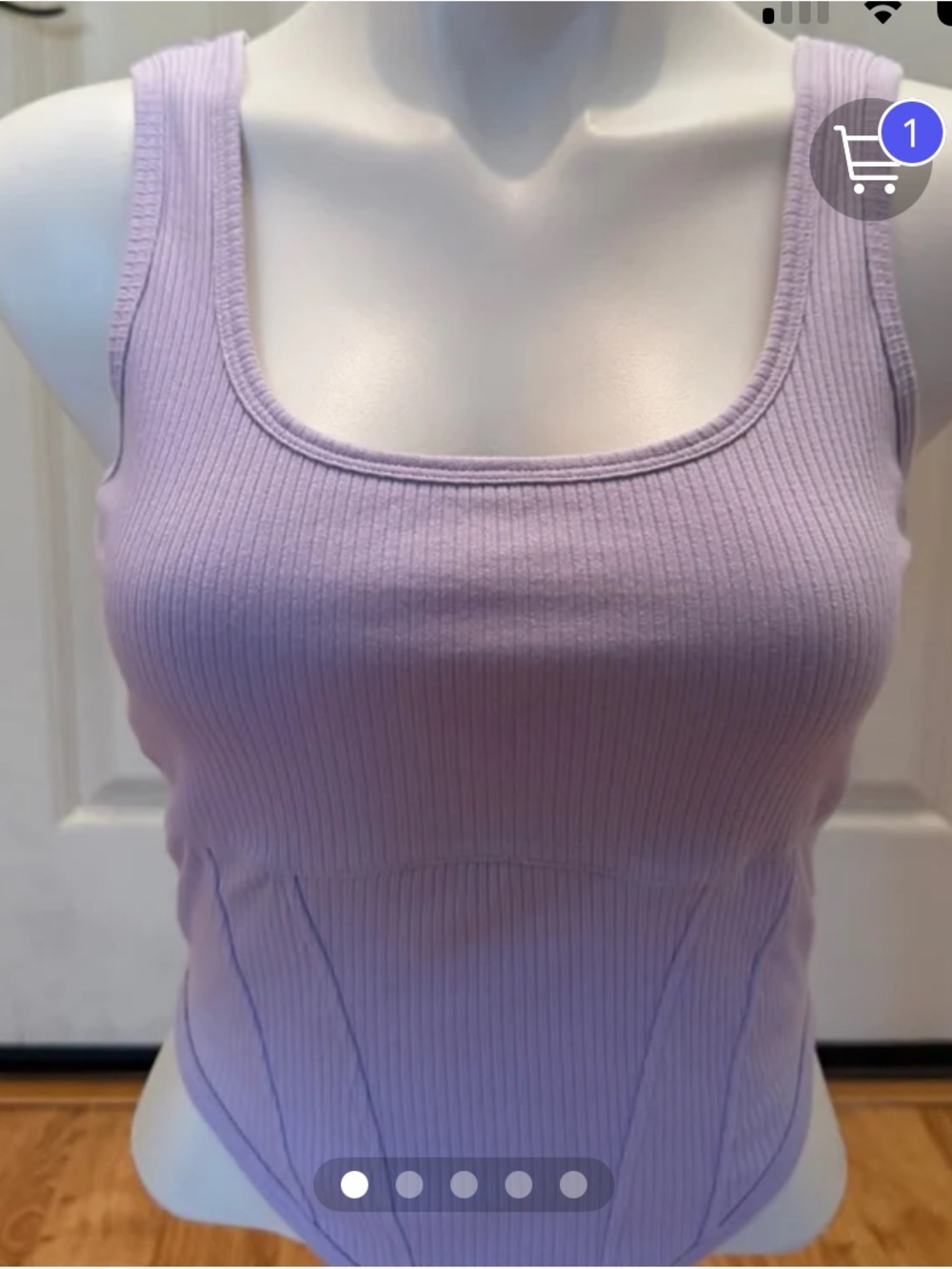 PINK Victoria's Secret Ribbed Square-Neck corset Tank — Lavender